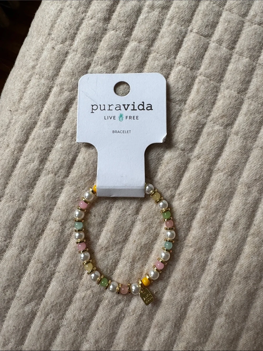 Pura Vida Pastel Beaded Bracelet with Pearl-Look Accents